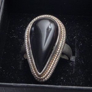 Mystical Antique Black Onyx and sterling silver SIZE 6